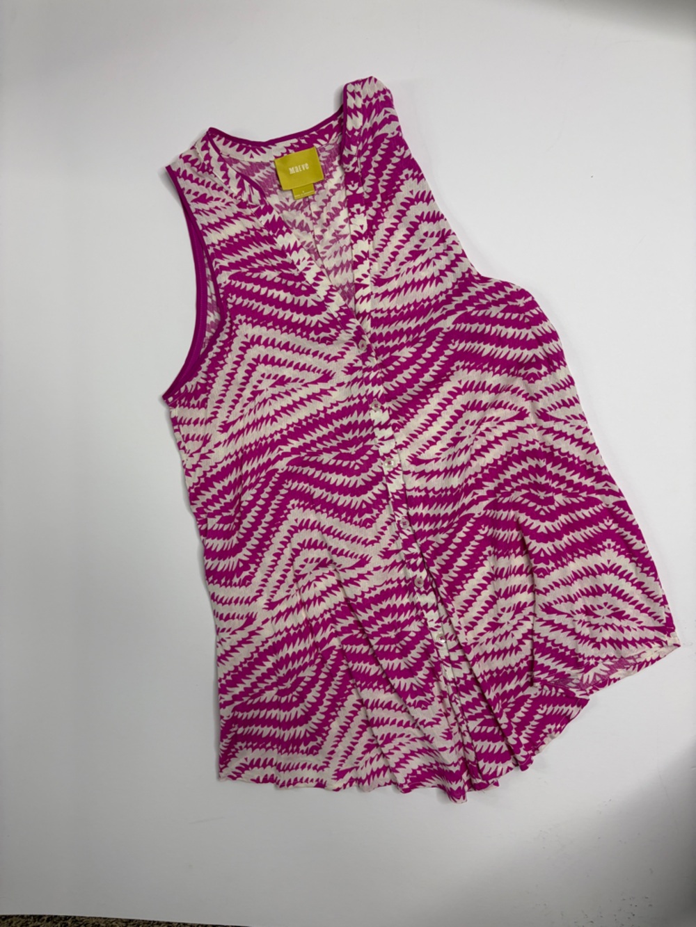 Maeve Magenta and Cream Abstract Geometric Blouse